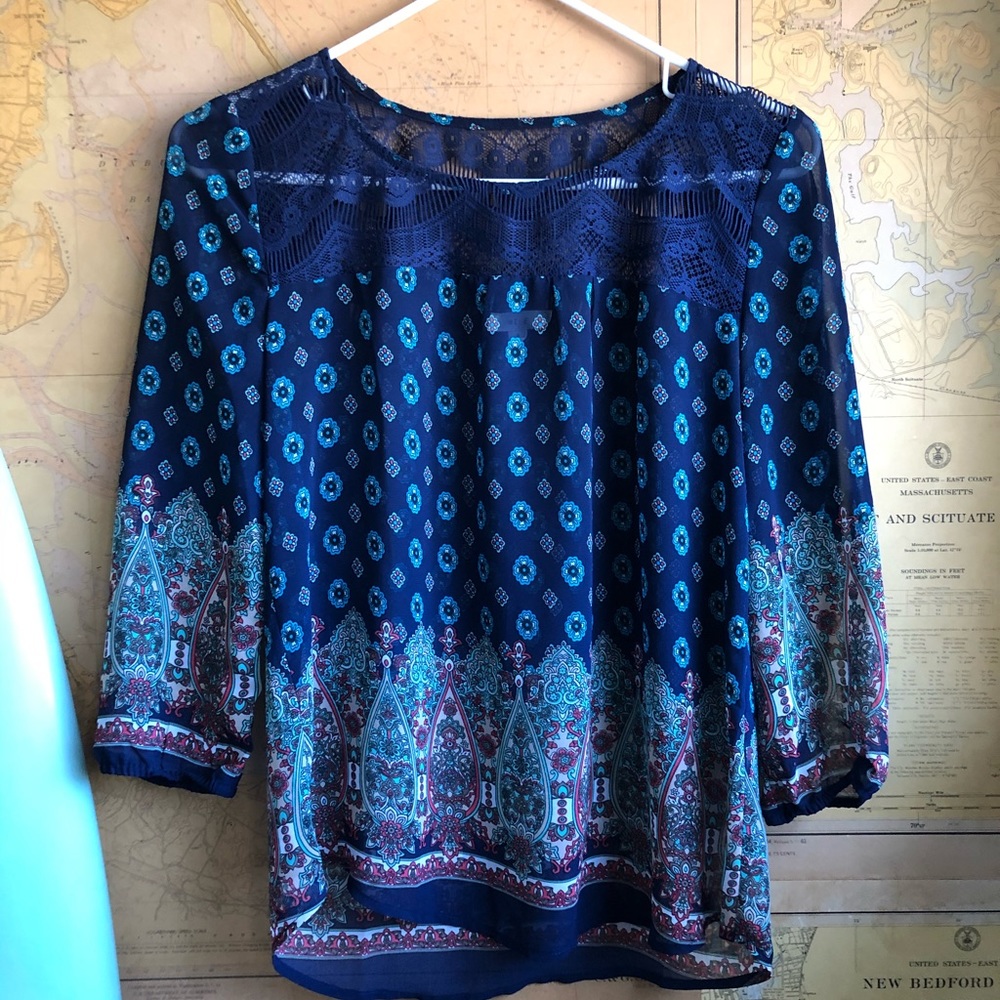 Patterned sheer blouse